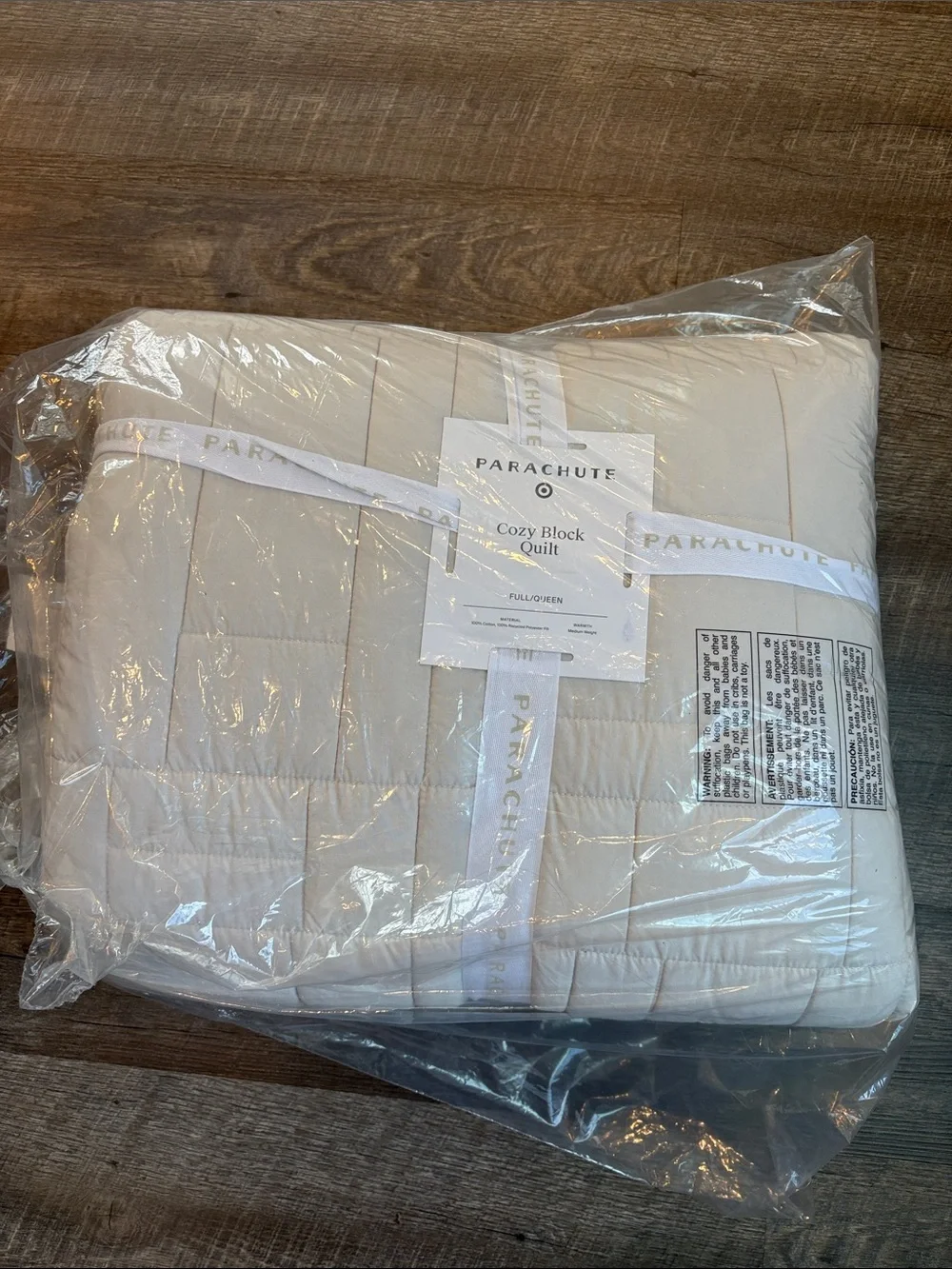 Parachute for Target Cozy Block Quilt Full/Queen Cream/Oatmeal NEW